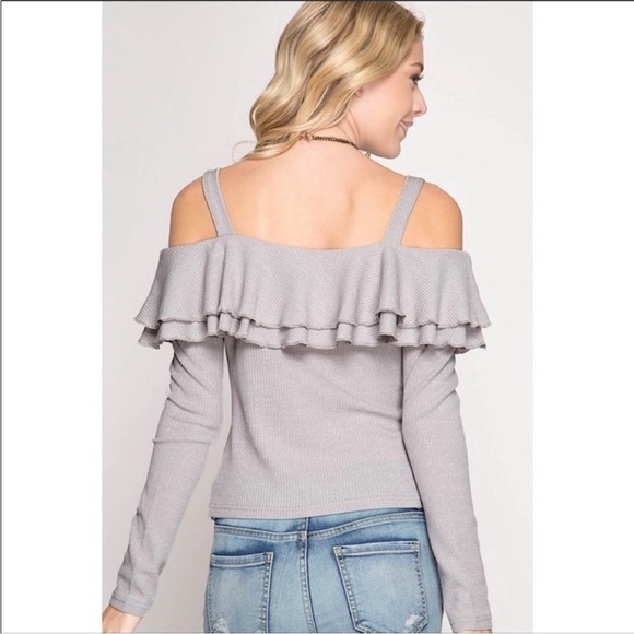 NWOT Silver-Gray Cold shoulder sweater - Picture 2 of 2